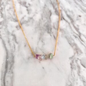 Raw Fluorite Necklace: 14K Gold Vermeil, Dainty Gemstone image 3