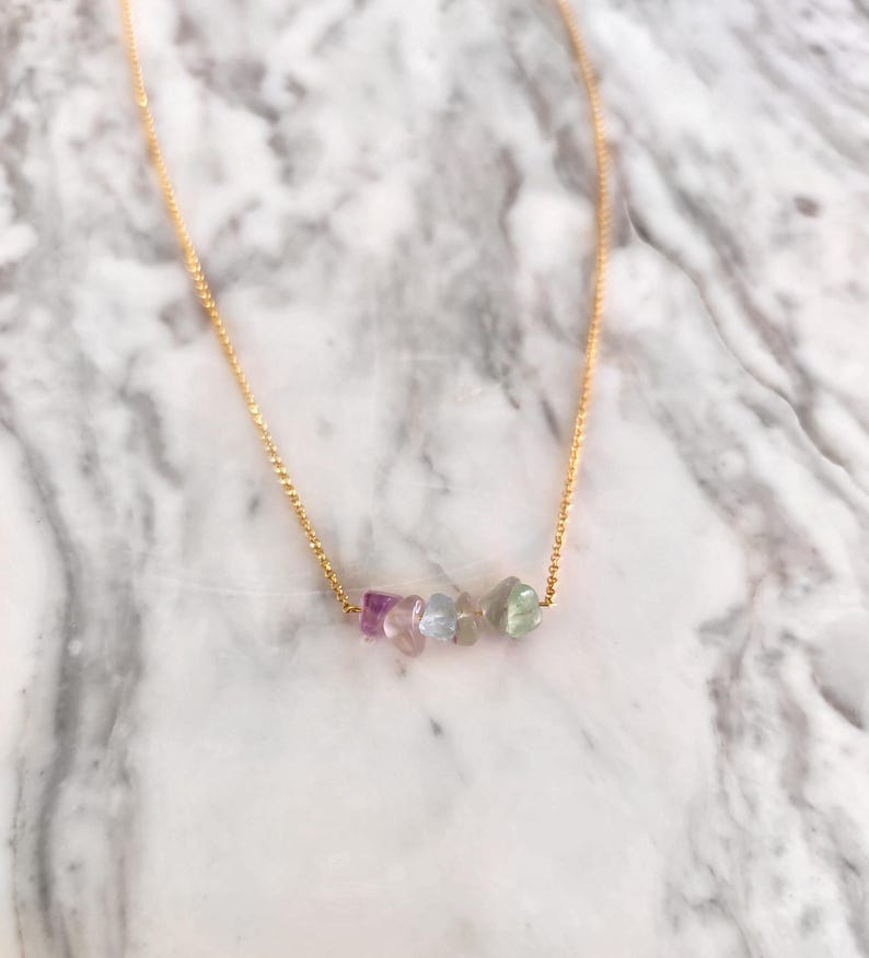Raw Fluorite Necklace: 14K Gold Vermeil, Dainty Gemstone image 3