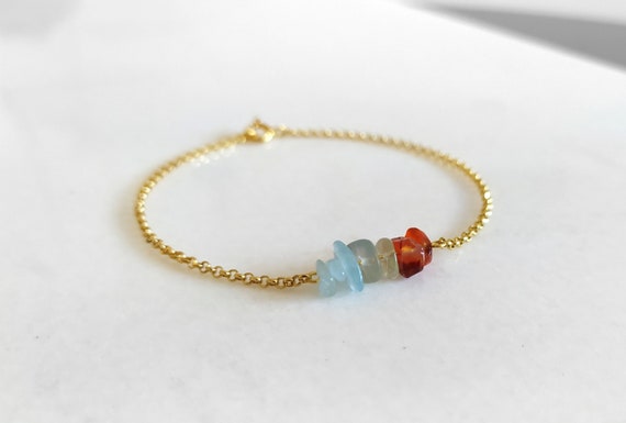 Soul Spark / Raw aquamarine, carnelian & apatite bracelet / self-expression / confidence / mental clarity