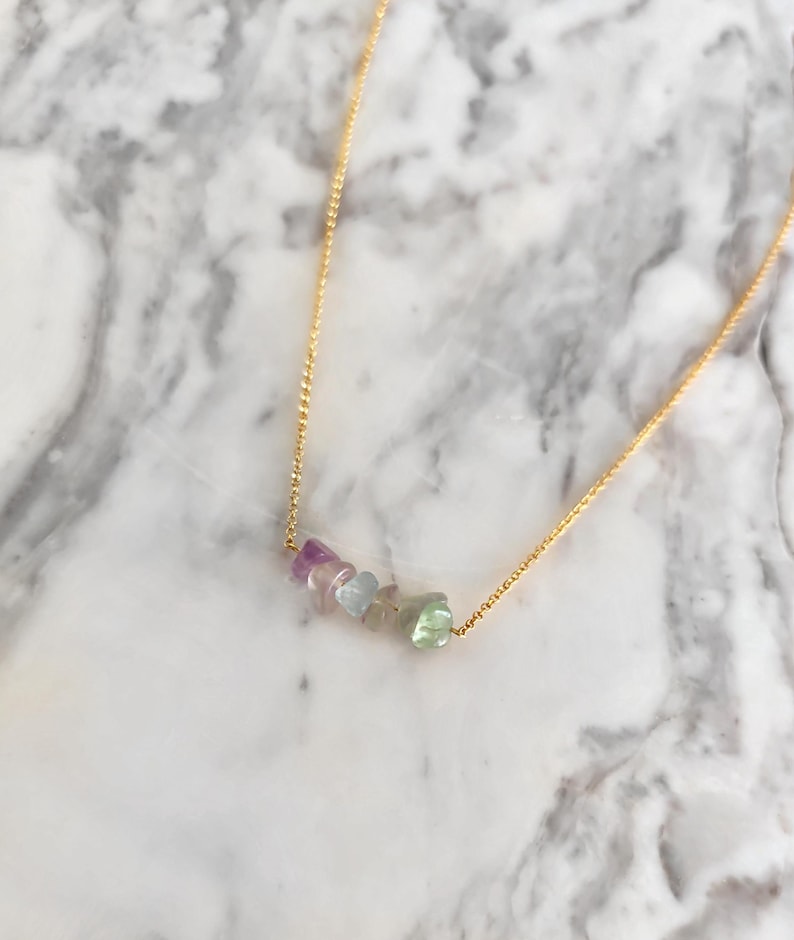 Raw Fluorite Necklace: 14K Gold Vermeil, Dainty Gemstone image 4