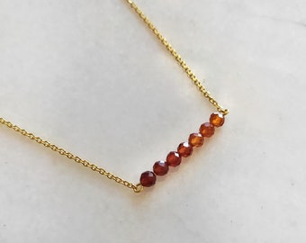 Orange Garnet Bar Necklace: 14K Gold Vermeil Dainty Choker