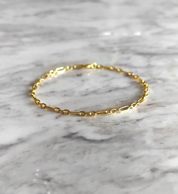 14K Gold Vermeil Chain Bracelet: Minimalist Layering Bracelet