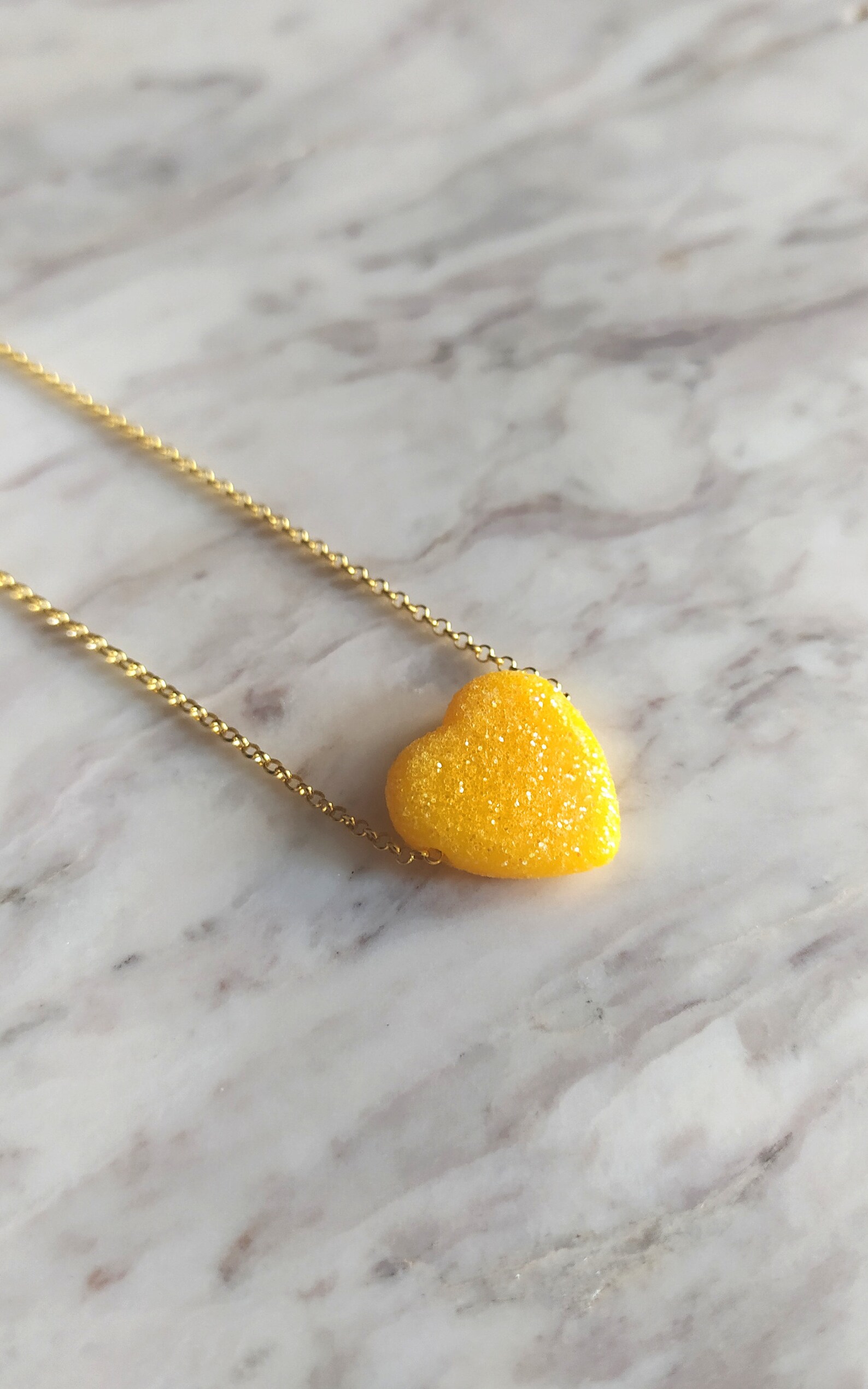 Sugar Coated / Glitter Heart Necklace / Kawaii Heart Pendant / Etsy