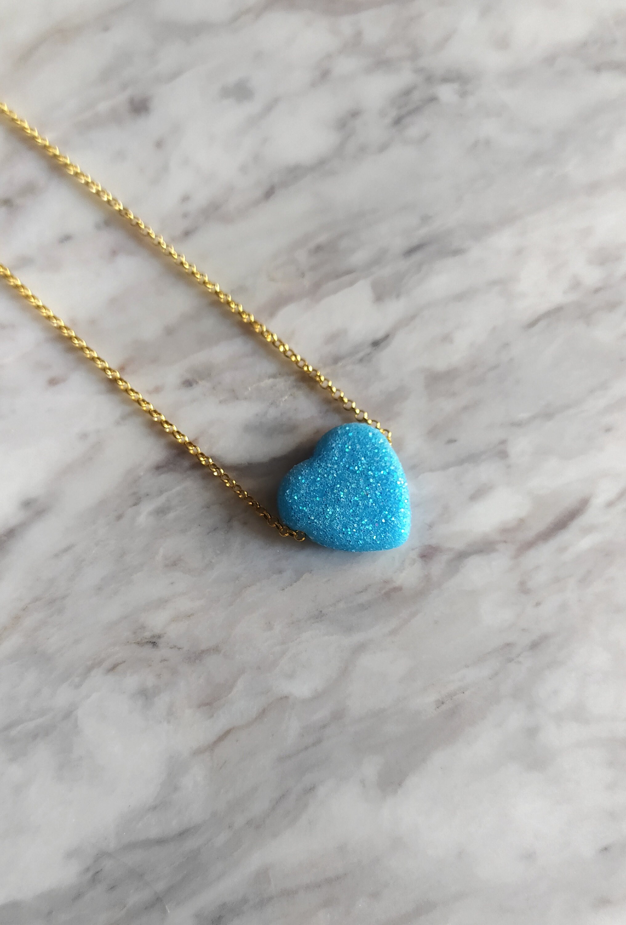 Sugar Coated / Glitter Heart Necklace / Kawaii Heart Pendant / Etsy