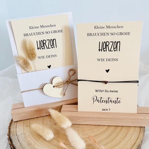Patentante | Trauzeugin fragen Karte Armband Herzensfrage Frage Anhänger Geburt Taufe Geschenk Schwangerschaft verkünden Ankündigung Herz