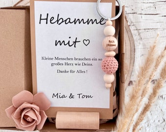 Geschenkset * Beste Hebamme * Schlüsselanhänger Karte Geschenk Danke Geburt Name personalisierbar personalisiert