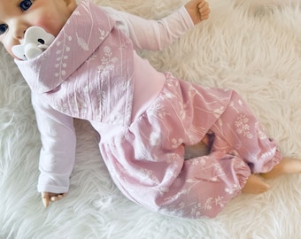 Musselin leichte Pumphose Boho Romantik Blumen Tuch Lätzchen Neugeborenen Baby Hose Mitwachshose Mädchen Geschenk Geburt Taufe