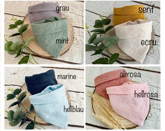 Musselin Baby Lätzchen Spucktuch *viele Farben * Dreieckstuch Halstuch Geburt Taufe Geschenk Geschenkset Mädchen Junge unisex