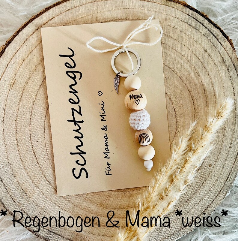 Mama & Baby Geschenk Schutzengel Schlüsselanhänger Geburt Taufe Mama Karte Mitbringsel Geburtsgeschenk Babyparty Glücksbringer Muttertag Bild 3