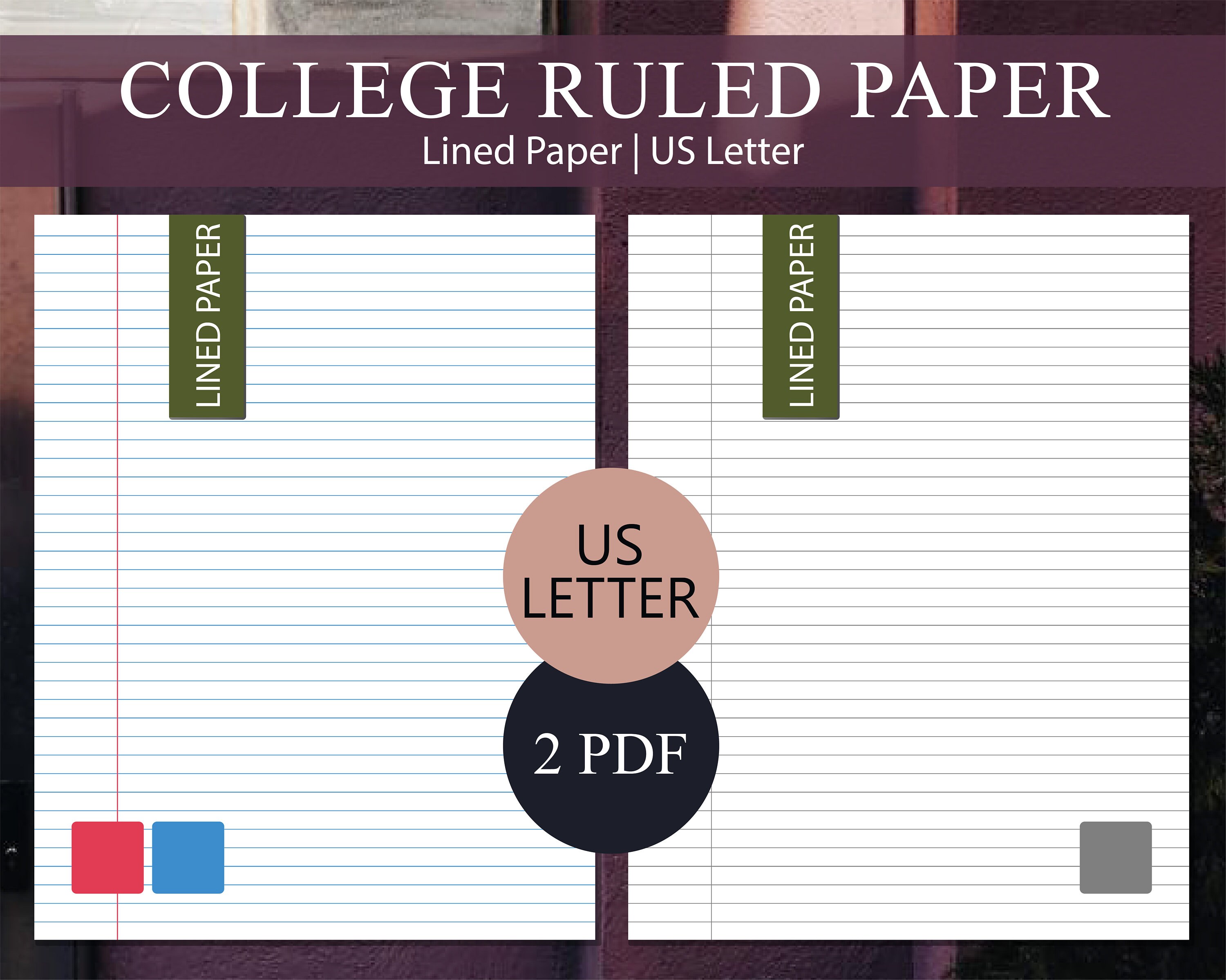 College Ruled Paper Set Printable As Discbound Inserts Letter Etsy