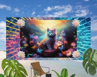 Magical Flower Kitten groot/strandlaken 30x60 inch