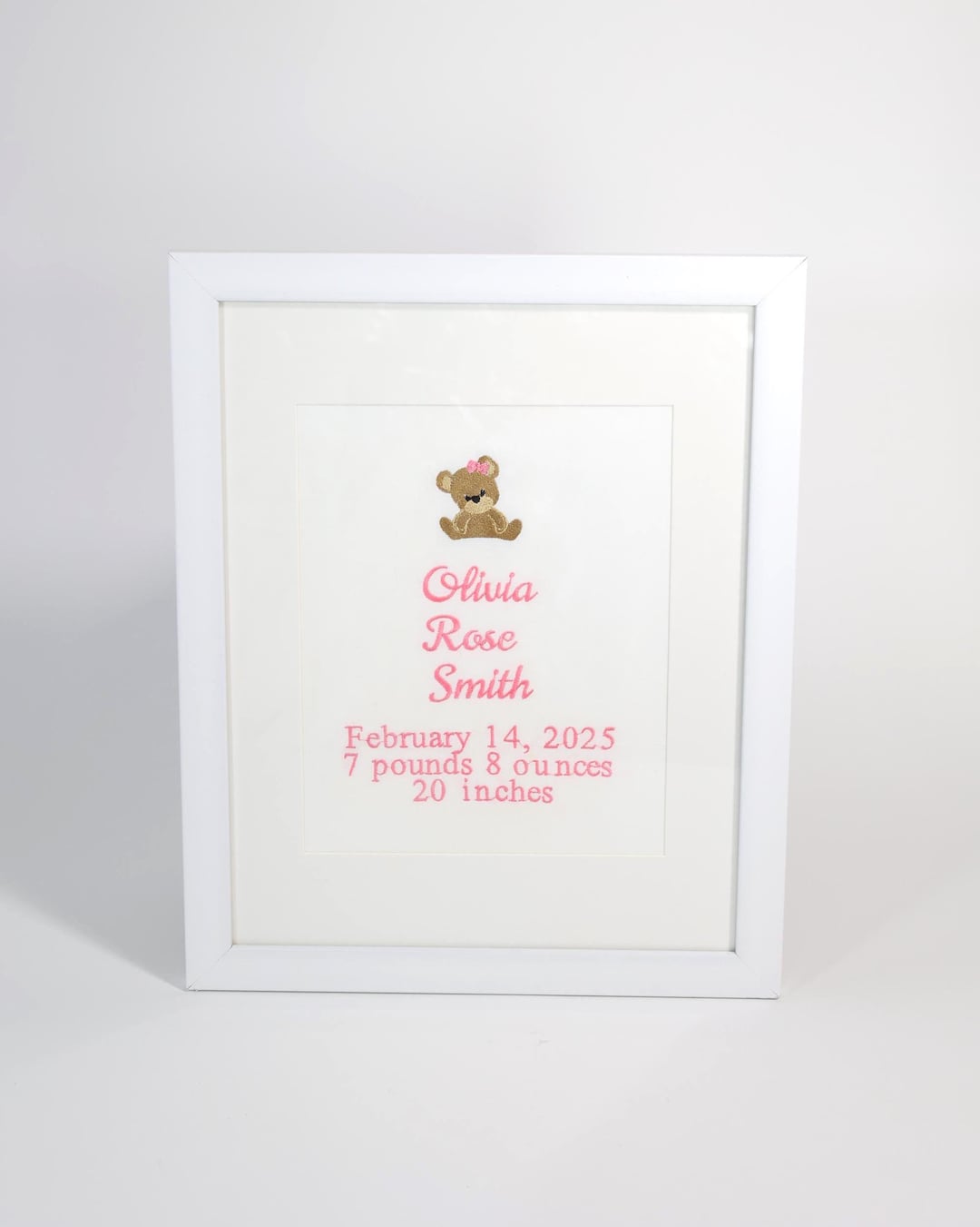 Personalized Embroidered Birth Announcement, Custom Nursery Wall Art - Etsy