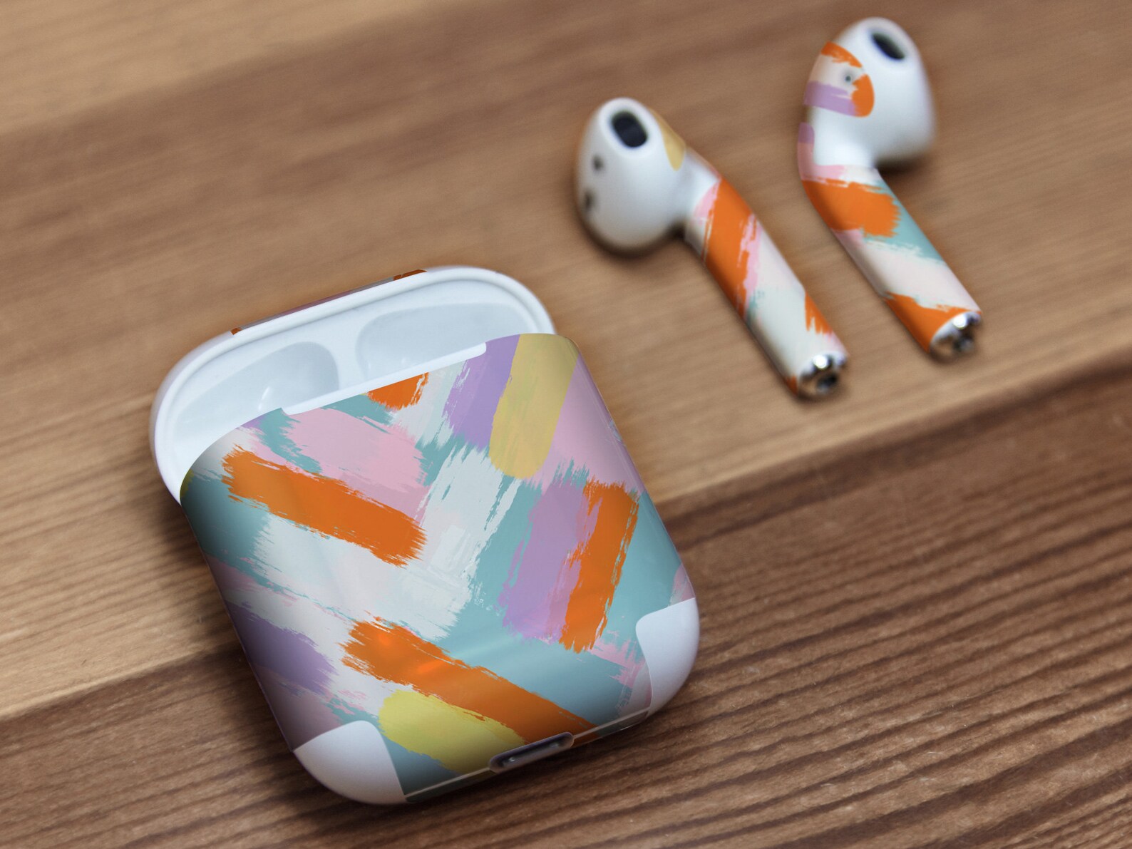 Watercolor Colorful Paint Strokes Print Airpods Skin Stroke | Etsy