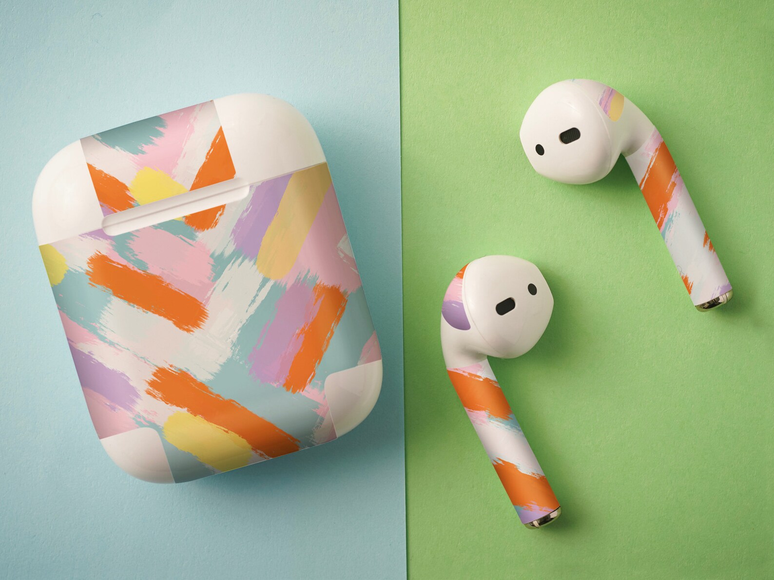 Watercolor Colorful Paint Strokes Print Airpods Skin Stroke | Etsy