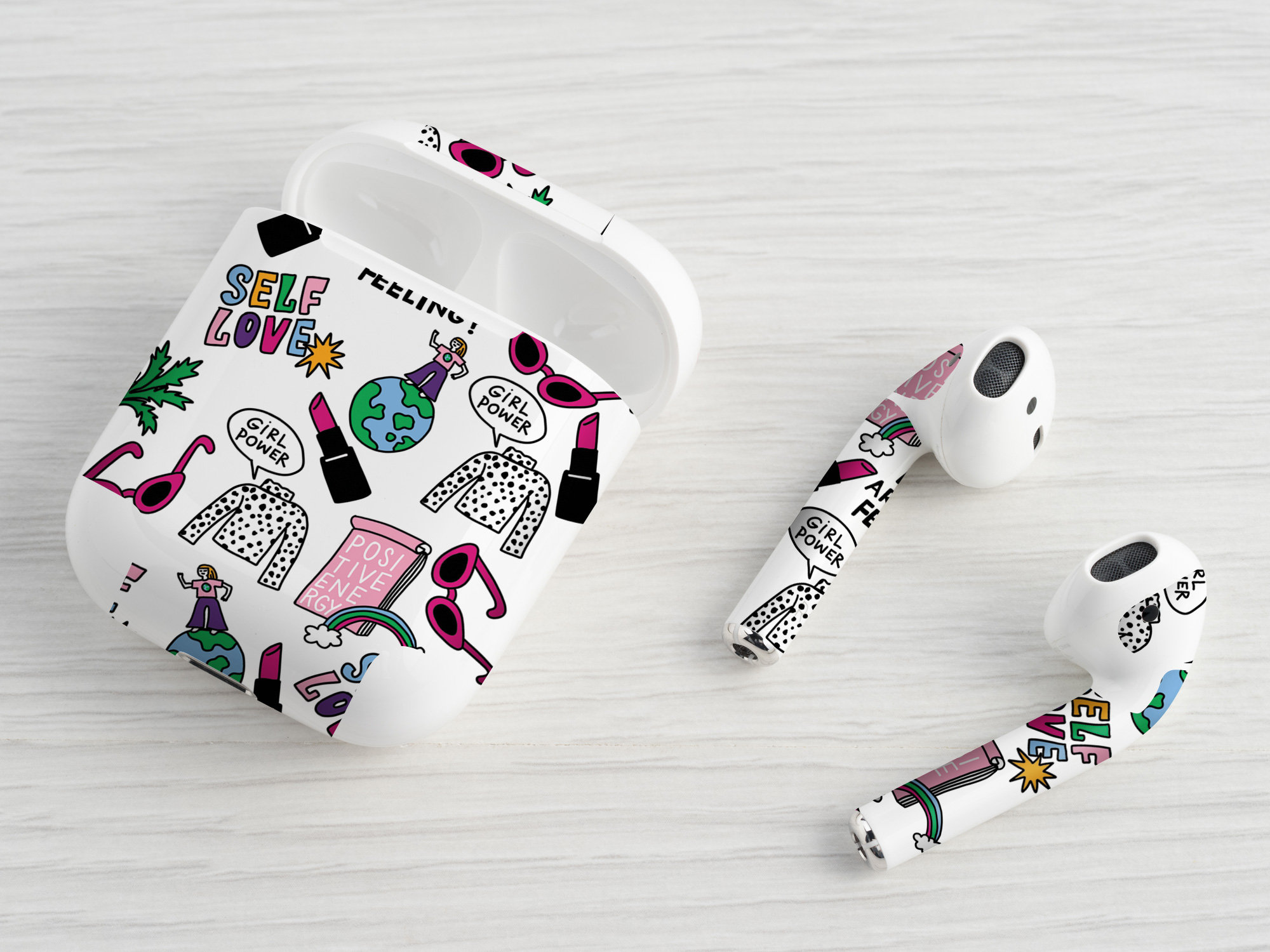 Girl power doodles print AirPods Skins doodle vinyl huid | Etsy