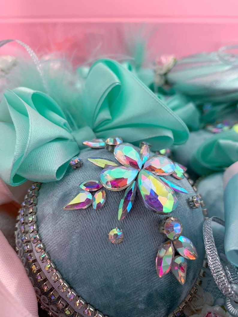 Set of Candy Christmas Ornaments in Gift Box.pink Xmas Bulbs With