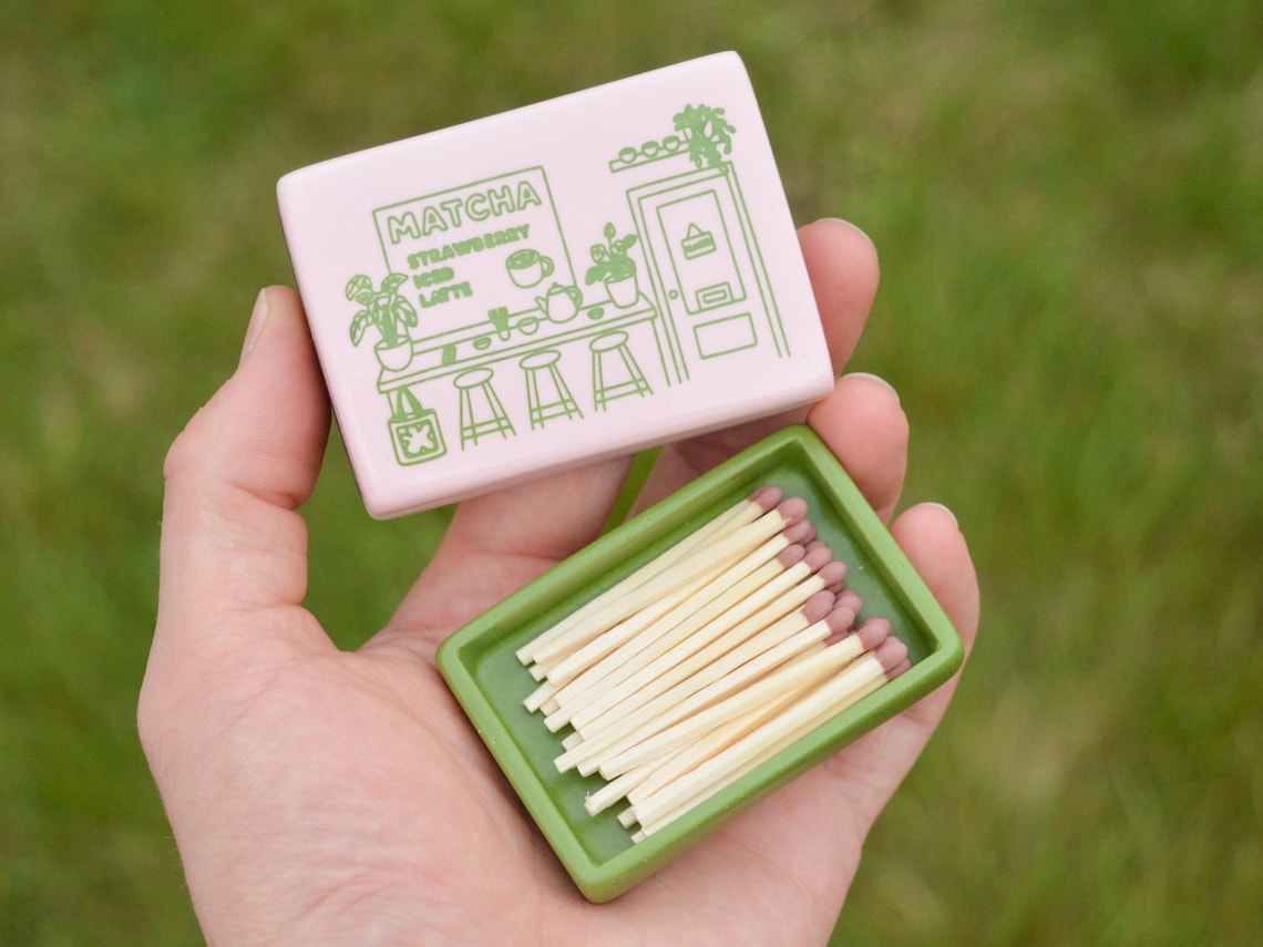 Strawberry Matcha Match Box | Pink and Green | Aesthetic Room Decor ...