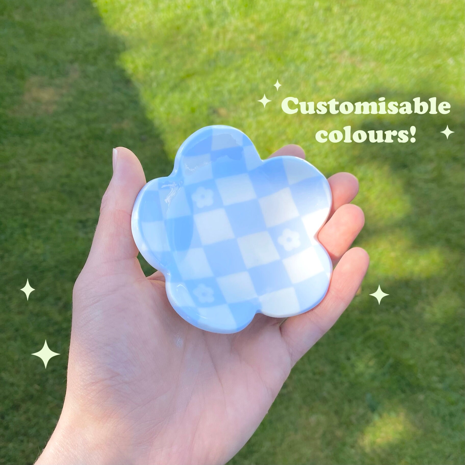 Plat de Bibelots Fleurs Plat Bibelot à Carreaux avec Des Détails Décor Esthétique Pastel Danois Déco