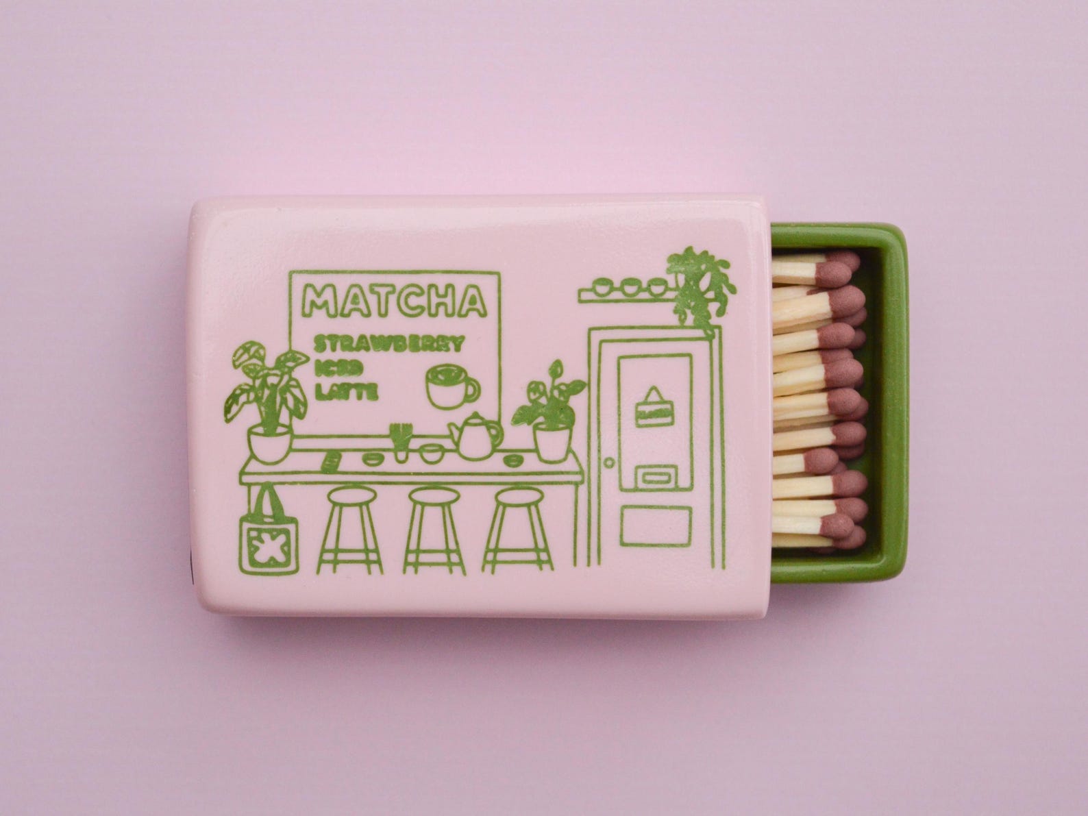 Strawberry Matcha Match Box | Pink and Green | Aesthetic Room Decor ...