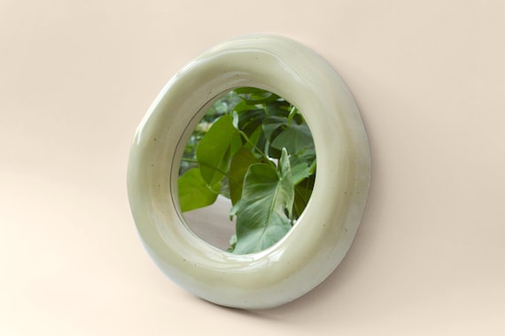Handmade Cream Sculptural Mirror | Vanity Wall Mirror | Abstract Organic Shape | Minimal Aesthetic | Statement Decor