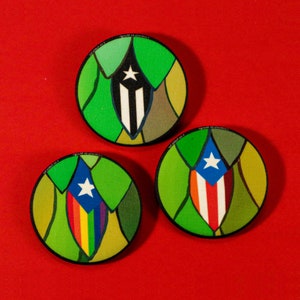 Porto Rican Flags pin back button combo