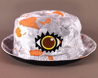 Gray Orange Tie Dye Bucket Eye Hat