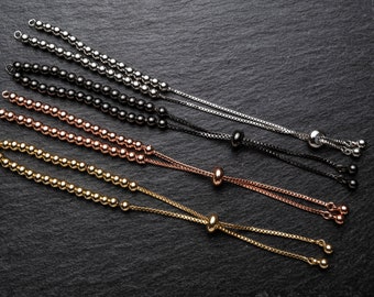 SALE 4 colours - Adjustable Bracelet Blanks, Ball Beads  Chain Slide Bead Expandable Bracelet Finding, Slider Bracelet