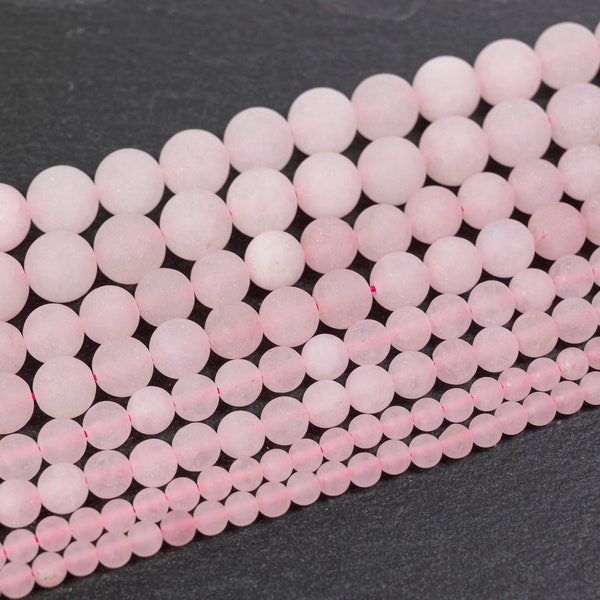 4 Sizes - Frosted Matte Rose Quartz Beads, Matte Round Gemstone Beads, 4mm 6mm 8mm 10 mm  Pink Quartz, Craft Supplies