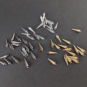 Berloques de cone/ponta de 18 mm, berloques de aço inoxidável 304 estilo boho antimanchas, artigos para artesanato da UE, artigos para joias