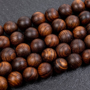 4 misure - Perline di legno di sandalo naturale UE, perline di legno di sandalo tinto marrone medio da 4 mm, 6 mm, 8 mm e 10 mm, perline di legno rotonde, forniture per gioielli