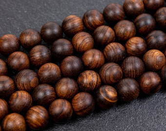 4 tamaños - Cuentas de sándalo natural UE, sándalo teñido marrón medio, cuentas de 4 mm, 6 mm, 8 mm y 10 mm, cuentas redondas de madera, suministros para joyería