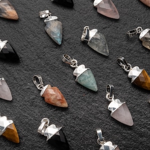 SALE 10 Colors- Arrow Faceted Natural Gemstone Pendant,  Gemstone Necklace