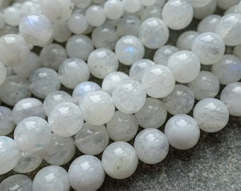 2 Sizes - Natural White Moonstone Beads EU, 6mm 8mm gemstone beads, Round Gemstone Beads, Craft Supplies LV