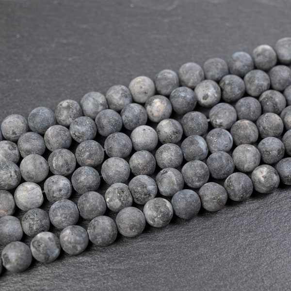 4 Sizes - Natural Frosted Larvikite Beads,  Norwegian Matte Labradorite Round Beads, 4 mm, 6mm 8mm, 10 mm gemstone beads