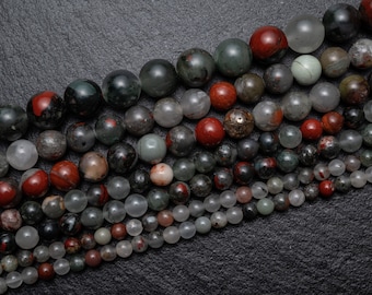 4 Sizes - Natural African Bloodstone Round Beads, Gemstone beads 4mm 6 mm 8 mm 10 mm Beads, craft  supplies