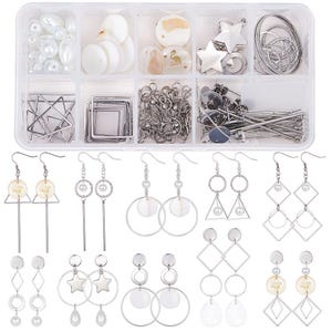 DIY Earring Jewelry Kit, 10 pairs Shell Geometric Dangle Earring Kit, Jewelry Making Supplies Caft