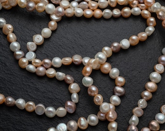 6 mm Baroque Freshwater Pearl Bead Strands, Nugget Shape, Peach Pink colors, Craft supplies EU