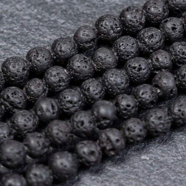 4 Sizes - Natural Black Lava Beads EU, 4 6 8 10mmGrade A Lava Rock Stone, High Quality Black Mala Beads, Essential Oil Beads