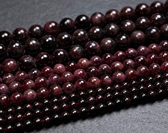 4 Sizes - Natural Red Garnet Round Beads, 10 pcs or strand, 4mm, 6mm 8mm 9 mm gemstone round  beads