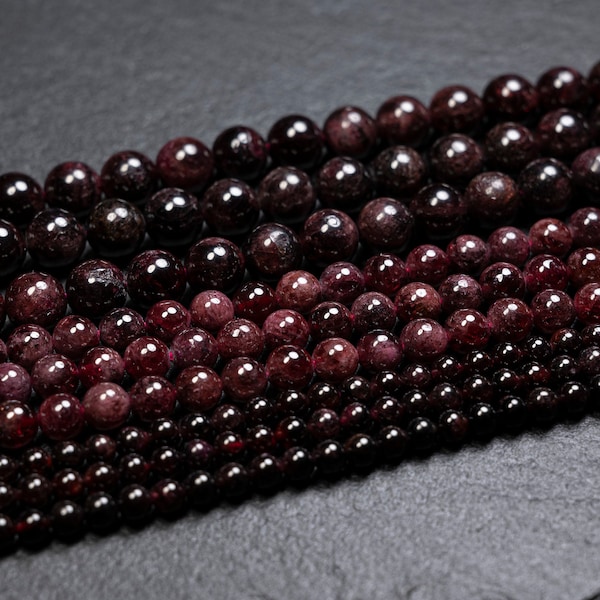 4 Sizes - Natural Red Garnet Round Beads, 10 pcs or strand, 4mm, 6mm 8mm 9 mm gemstone round  beads