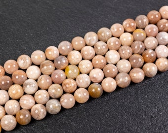 3 Sizes -  Natural Peach Moonstone Beads, 4mm 6mm 7-8mm  gemstone beads, Round Beads, Craft Supplies