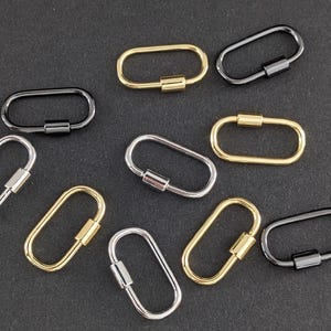 Brass Screw Carabiner Lock Charms, , Quick Links, Oval Connector, craft supplies EU