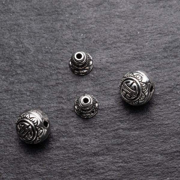 2 Piece Metal Mala Guru Bead, 3 hole bead for mala, Calabash Metal Bead, Meru Buddhist bead