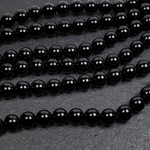 4 Sizes - Natural Black Onyx Agate Grade A Beads, 4mm 6mm 8mm 10mm gemstone beads  10 pcs or strand, craft supplies