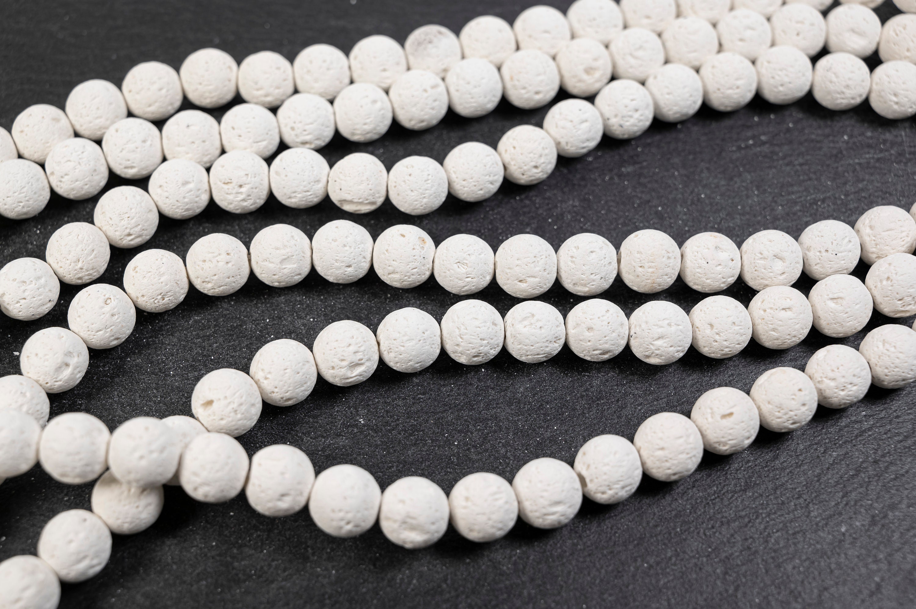 3 Sizes - White Lava Beads, Rock Stone Round Beads, 6mm 8mm 10mm ...