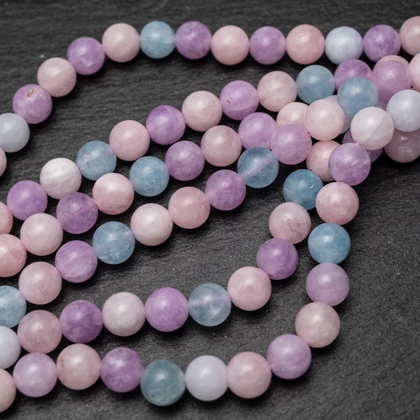 4 Sizes - Mix of Colored Gemstone Beads, Rose Quartz Amethyst Aquamarine, 4mm 6mm 8mm Round Beads, Craft Supplies EU, mala beads