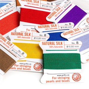 21 Colors - N10 0.9mm Griffin Natural Silk Cord EU, Plied Thread, Mala Thread, Knotting Cord, 100% silk cord, 2 ply cord