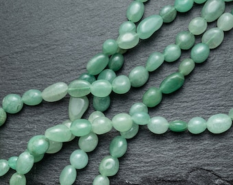 Lot De 4 Perles Aventurine Verte - Forme Ovale/riz 12x8mm - Pour Création Bijoux - Neuf - Marque Homemade