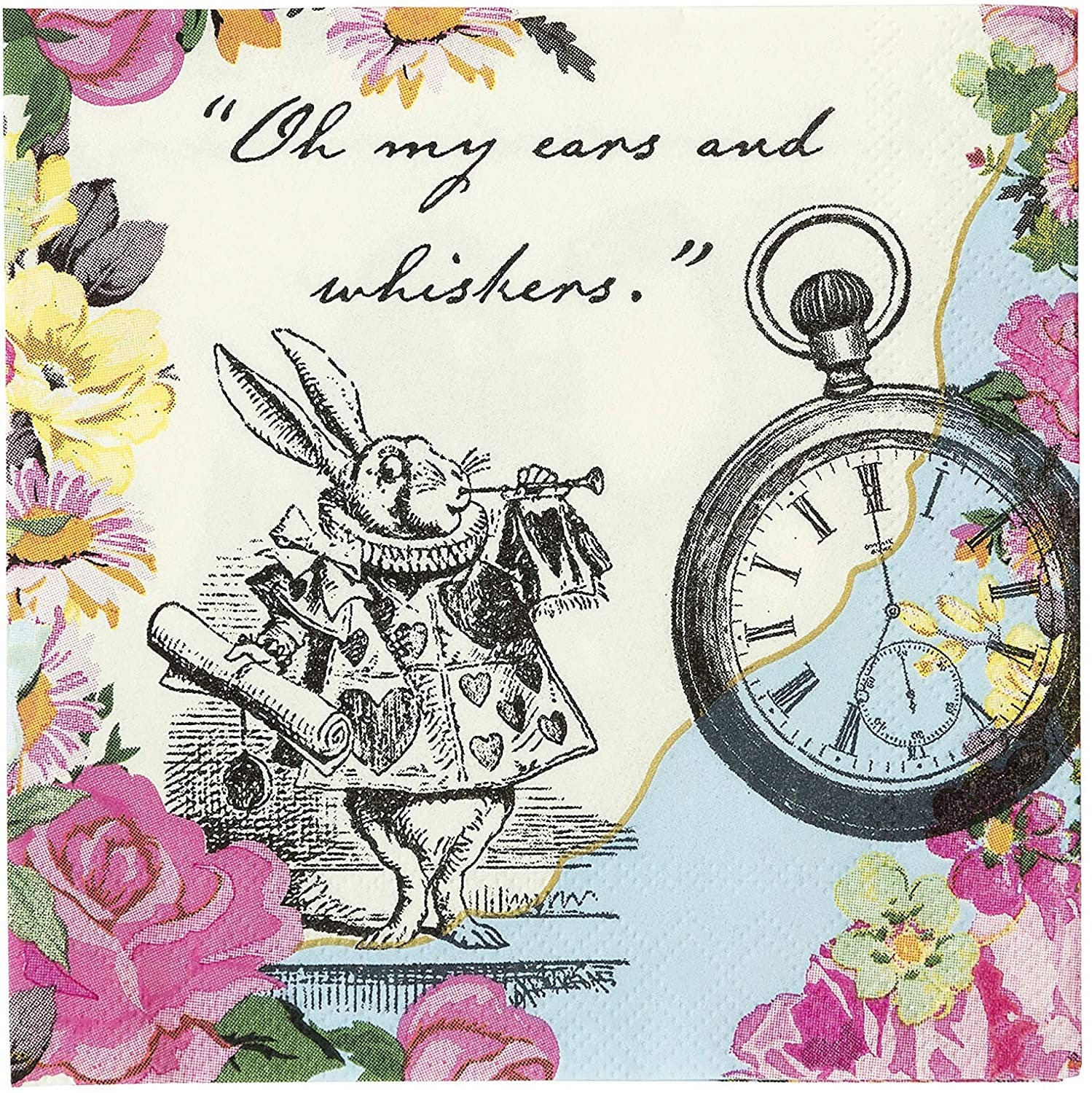 Three 3 Alice and Wonderland White Rabbit Themed Napkins for Decoupage and Crafts 151