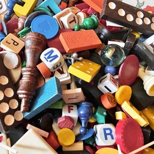 Vintage Game Piece Lot 100+ Pieces | Mixed Media Art Supplies, Craft Crow Confetti